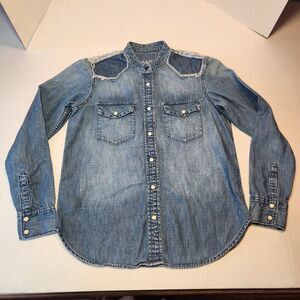 Gap 1969 Jean Western Shirt Ls  Full Pearl Snaps XS